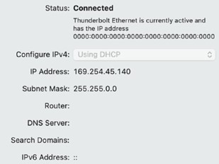 Eine APIPA-Adresse wird in den Einstellungen des Computers angezeigt (Der DHCP-Server funktioniert noch nicht)